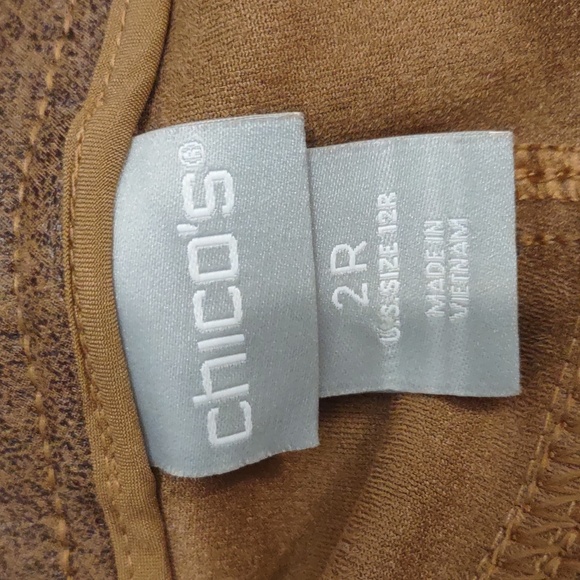 SLIGHTLY USED CHICO'S SUEDE-LOOK PANTS COLOR BROWN SIZE 12R-2R - Picture 11 of 12